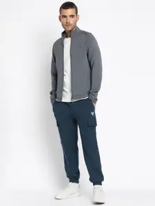 GUESS Men Mock Collar Long Sleeves Front-Open Sweatshirt