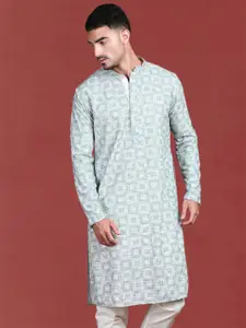 Anouk Woven Design Mandarin Collar Straight Chikankari Kurta