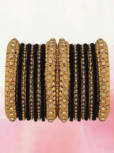 T4 JEWELS Set Of 18 Gold-Plated Stone-Studded Bangles