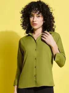 DIMPY GARMENTS Women Crepe Regular Fit Solid Standard Formal Shirt