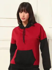 TANDUL Women Colourblocked Hood Pullover Sweatshirt