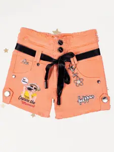 Miss & Chief Girls Printed Slim Fit High-Rise Denim Denim Shorts