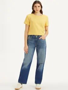 Levis Women Loose Mid-Rise Baggy Low Distress Light Fade Stretchable Jeans