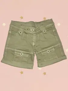 Miss & Chief Girls Washed Slim Fit High-Rise Denim Shorts