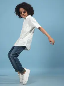 Crimsoune Club Boys Slim Fit Floral Printed Casual Shirt