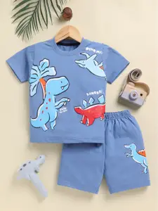 Toonyport Boys Printed Round Neck Pure Cotton T-Shirt With Shorts