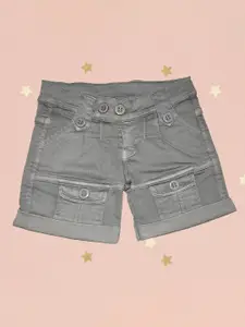 Miss & Chief Girls Washed Slim Fit High-Rise Denim Shorts
