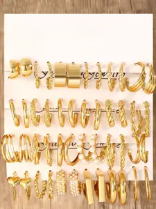 DIVASTRI Set Of 24 Gold-Plated Circular Shaped Half Hoop Earrings