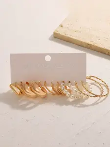 DIVASTRI Set Of 6 Gold-Plated Circular shaped  Half Hoop Earrings