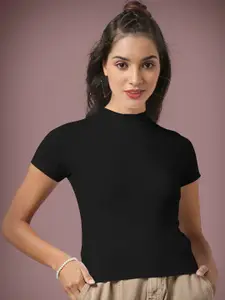 Dream Beauty Fashion Women Solid High Neck Fitted Top