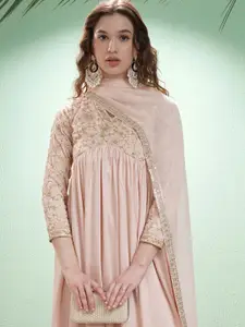 Vishudh Self Design Embroidered Maxi Dress