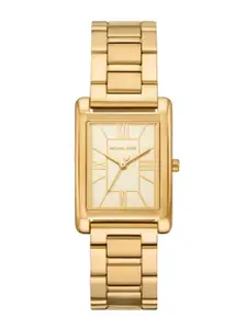 Michael Kors Women Gold Toned Dial & Stainless Steel Straps Analogue Watch
