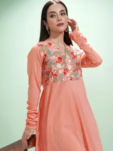 Vishudh Floral Yoke Design Thread Work A-Line Kurta