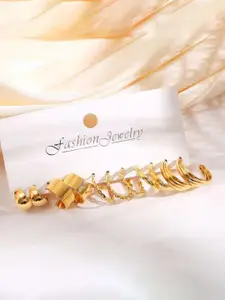 DIVASTRI Set Of 6 Gold-Plated Contemporary Half Hoop Earrings