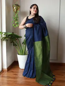 Anouk Solid Pure Cotton Khadi Saree