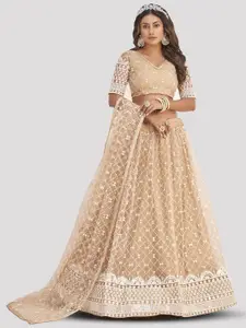DIVASTRI Embellished Thread Work Semi-Stitched Lehenga & Unstitched Blouse With Dupatta