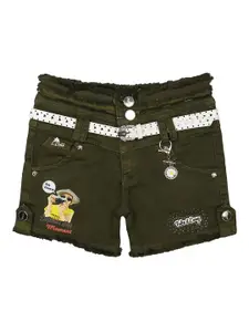 Miss & Chief Girls Washed Slim Fit High-Rise Denim Denim Shorts