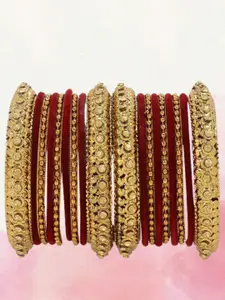 T4 JEWELS Set Of 18 Gold-Plated Stone-Studded Bangles