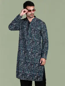 Anouk Geometric Embroidered Chikankari Sequinned Pure Cotton Straight Kurta