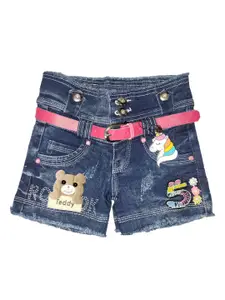 Miss & Chief Girls Washed Slim Fit High-Rise Denim Shorts