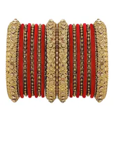 T4 JEWELS Set Of 18 Gold-Plated Stone-Studded Bangles