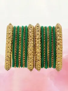 T4 JEWELS Set Of 18 Gold-Plated Stone-Studded Bangles