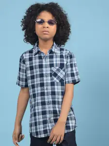 Crimsoune Club Boys Slim Fit Tartan Checks Checked Casual Shirt