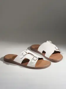 MONKSTORY Men White T-Rad Classic Double Monk Strap Sandals