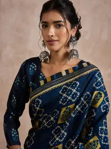 Anouk Ethnic Motifs Block Print Saree With Blouse Piece