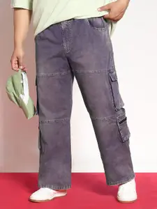 Urbano Plus Men Dark Blue Loose Baggy Fit Travel Cargo Jeans With 8 Pockets Stretchable