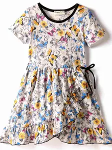 CrayonFlakes Girl Butterfly Print Ruffles Fit & Flare Dress