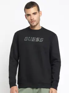 GUESS Men Brand Logo Printed Cotton Sweatshirt