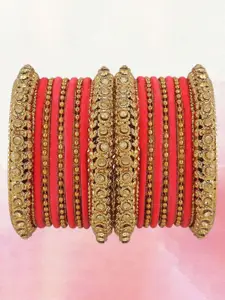 T4 JEWELS Set Of 18 Gold-Plated Stone-Studded Bangles