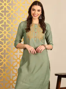 Anouk Embroidered Thread Work Round Neck Straight Kurta
