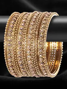 T4 JEWELS Set Of 12 Gold-Plated Stone-Studded Bangles