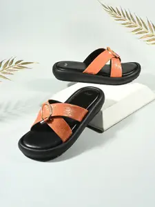 Styli Women Textured Open Toe Flats