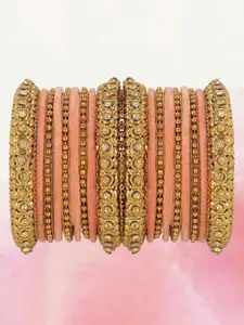 T4 JEWELS Set Of 18 Gold-Plated Stone-Studded Bangles
