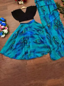 BAESD Girls Embellished Tie and Dye Ready to Wear Lehenga & Blouse With Dupatta