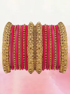 T4 JEWELS Set Of 18 Gold-Plated Stone-Studded Bangles