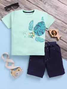 Toonyport Boys Printed Round Neck Pure Cotton T-Shirt With Shorts