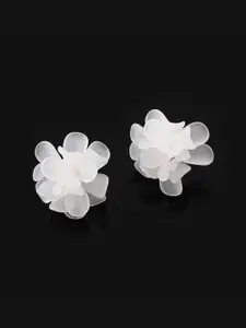 KRENOZ Rhodium-Plated Floral Shaped Studs