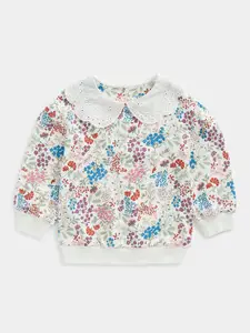 Mothercare Girls Floral Printed Round Neck Pullover Sweatshirt
