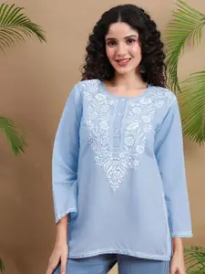 PARAMOUNT CHIKAN Ethnic Motifs Embroidered Chikankari Kurti