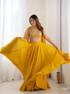 TextileNow Embroidered Thread Work Ready to Wear Lehenga & Blouse With Dupatta