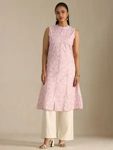 Soch Ethnic Motifs Printed Sleeveless Panelled Ikat Linen A-Line Kurta