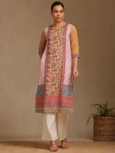 Soch Floral Printed Sweetheart Neck Thread Work Straight Kurta