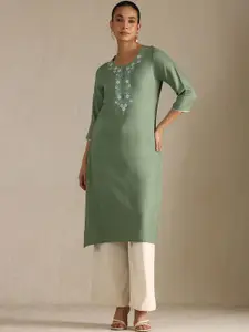 Soch Floral Yoke Design Thread Work Straight Kurta