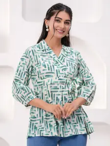 KALINI Women Abstract Printed Tie-Ups V-Neck Cotton Wrap Top