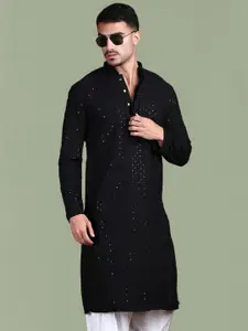 Anouk Embroidered Mandarin Collar Straight Cotton Chikankari Kurta