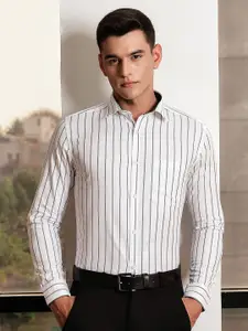INVICTUS Men Premium Slim Fit Striped Cutaway Collar Pure Cotton Formal Shirt
